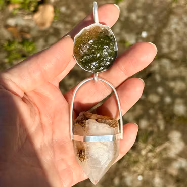 New Feminine Rising - The Transformer  Moldavite with Quan Yin Lodolite