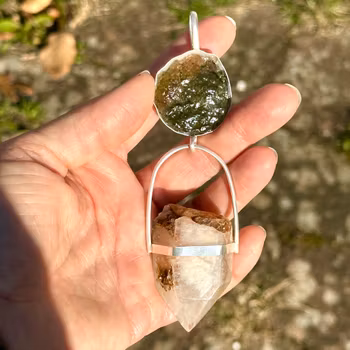 New Feminine Rising - The Transformer  Moldavite with Quan Yin Lodolite