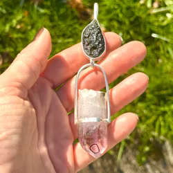 A Portal to Your Highest Becoming- Moldavite with Enhydro Brandenberg Amethyst