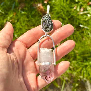 A Portal to Your Highest Becoming- Moldavite with Enhydro Brandenberg Amethyst