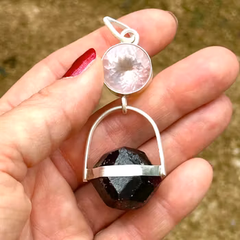 The Flame of Living love - Rose Quartz with Raw Garnet