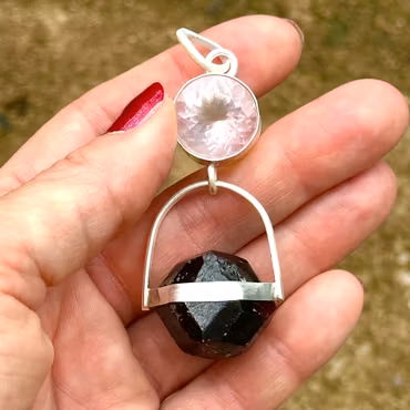 The Flame of Living love - Rose Quartz with Raw Garnet