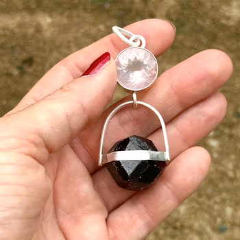 The Flame of Living love - Rose Quartz with Raw Garnet
