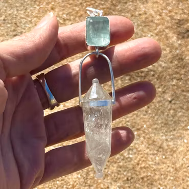 Water Magic- Aquamarine with Fire Horse Vogel Crystal