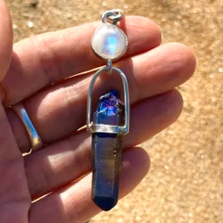 The Return of the Sacred Waters - Rainbow Moonstone with Titanium Aqua Aura Quartz