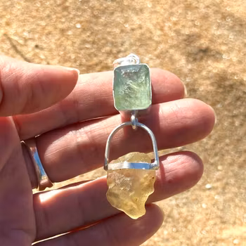 Pleiadian Fairy Connection - Aquamarine with Libyan Tektite