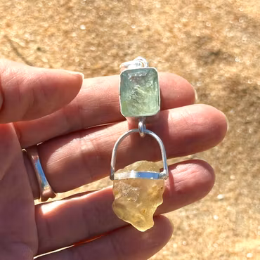 Pleiadian Fairy Connection - Aquamarine with Libyan Tektite