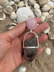 Embodiment of Divine Love- Morganite with a Very Special Smokey Quartz from Norway