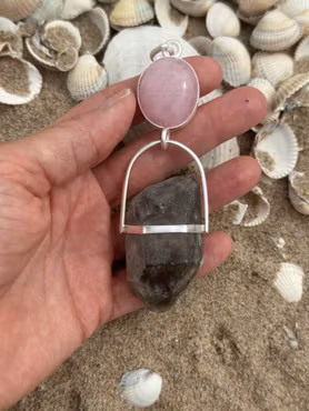 Embodiment of Divine Love- Morganite with a Very Special Smokey Quartz from Norway