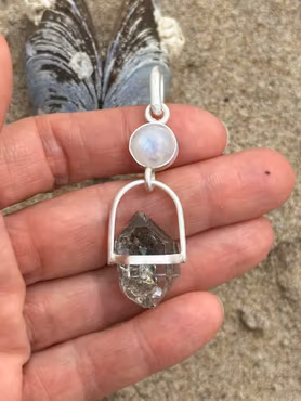 Awakening the Light of the Priestess Within- Rainbow Moonstone with Herkimer Diamond
