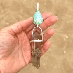 The Frequency of Divine Freedom- Turquoise with Naturally Double-Terminated Rutilated Quartz