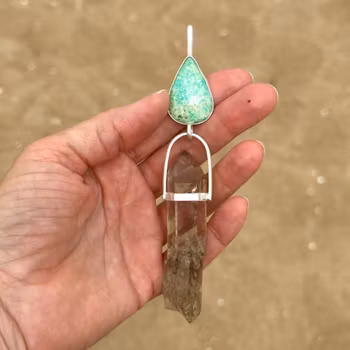 The Frequency of Divine Freedom- Turquoise with Naturally Double-Terminated Rutilated Quartz