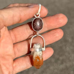 Goddess of Fire and Abundance- Star Ruby with Swedish Tangerine Quartz & Pyrite