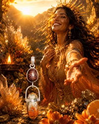 Goddess of Fire and Abundance- Star Ruby with Swedish Tangerine Quartz & Pyrite