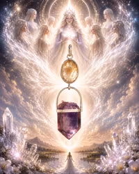 The White Flame- White Sapphire with Double-Terminated Enhydro Brandenberg Quartz