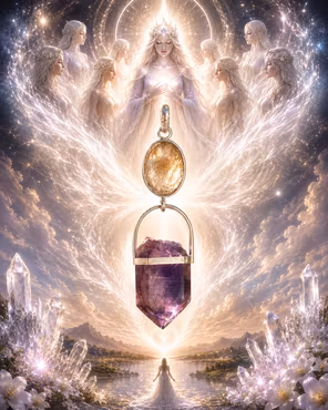The White Flame- White Sapphire with Double-Terminated Enhydro Brandenberg Quartz