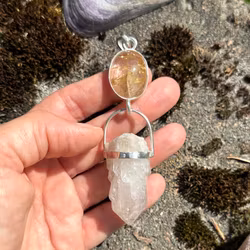 Bridge between heaven and earth  - Rutilated Quartz with Fjällkvarts