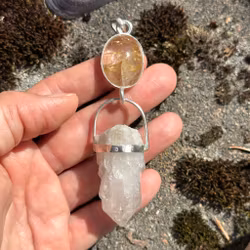 Bridge between heaven and earth  - Rutilated Quartz with Fjällkvarts