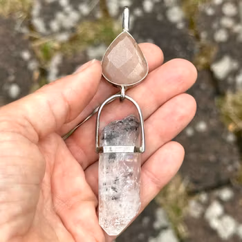 Sacred Feminine - High Priestess, Natural Moonstone with Himalayan Quartz