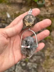 The Turning of Worlds  Golden Quartz with a Large Herkimer Diamond