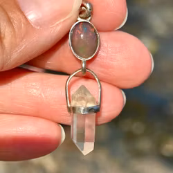 ISIS TEMPLE - A Portal of Sacred Rebirth -  Black Opal with double terminated Atlantean Quartz