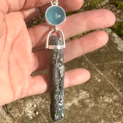 The Guardians of the Sacred Waters  Aquamarine with Blue Kyanite and shimmering Biotite Mica