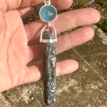 The Guardians of the Sacred Waters  Aquamarine with Blue Kyanite and shimmering Biotite Mica
