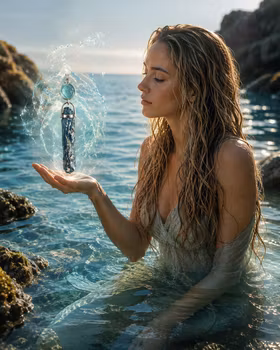 The Guardians of the Sacred Waters  Aquamarine with Blue Kyanite and shimmering Biotite Mica