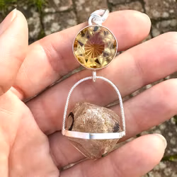 The Light That Changes Everything- Citrine with Double-Terminated Enhydro Skeletal Quartz from the Himalayas