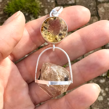 The Light That Changes Everything- Citrine with Double-Terminated Enhydro Skeletal Quartz from the Himalayas