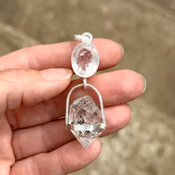 Morganite with Inclusions with Enhydro Herkimer Diamond with Extraordinary Inclusions