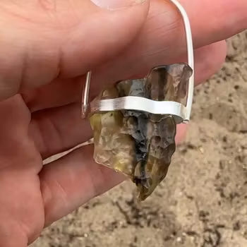 Dragon of Abundance  Green Amethyst with a very special Libyan Tektite