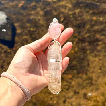 Freja, Ancient One — The Swan of Sovereignt - Shimmering Rose Quartz with Double-Terminated Elestial Quartz