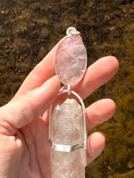 Freja, Ancient One — The Swan of Sovereignt - Shimmering Rose Quartz with Double-Terminated Elestial Quartz