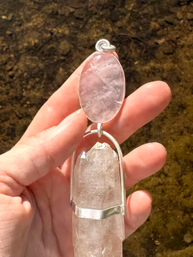 Freja, Ancient One — The Swan of Sovereignt - Shimmering Rose Quartz with Double-Terminated Elestial Quartz