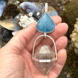 Poseidon -The Awakening of the Ancient Waters  Aquamarine with Double-Terminated Himalayan Quartz with Inclusions