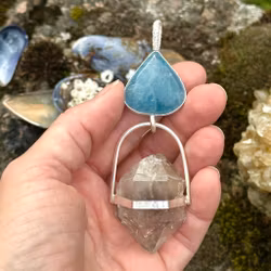 Poseidon -The Awakening of the Ancient Waters  Aquamarine with Double-Terminated Himalayan Quartz with Inclusions