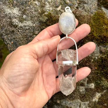 Priestess of the Wind -  Keeper of the Portal of Ancient Light  Apricot Rainbow Moonstone with White Lodolite