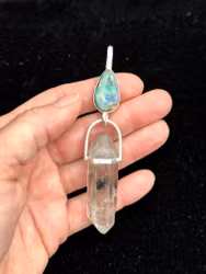 The Arcturian Healer – A Return to Your Original Frequency  Boulder Opal with Double Terminated Quartz from the Himalayas
