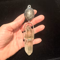 The Sacred Mission of the Starborn  Star Sapphire with Double Terminated Raw Smoky Lemurian Quartz