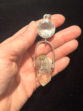 The Three Goddesses of Time- Rose Quartz with Clear Brandenberg Quartz with Red Inclusions