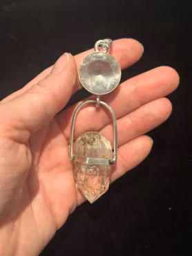 The Three Goddesses of Time- Rose Quartz with Clear Brandenberg Quartz with Red Inclusions