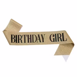 Ordensband "Birthday Girl" Glitter Silver med Svart text