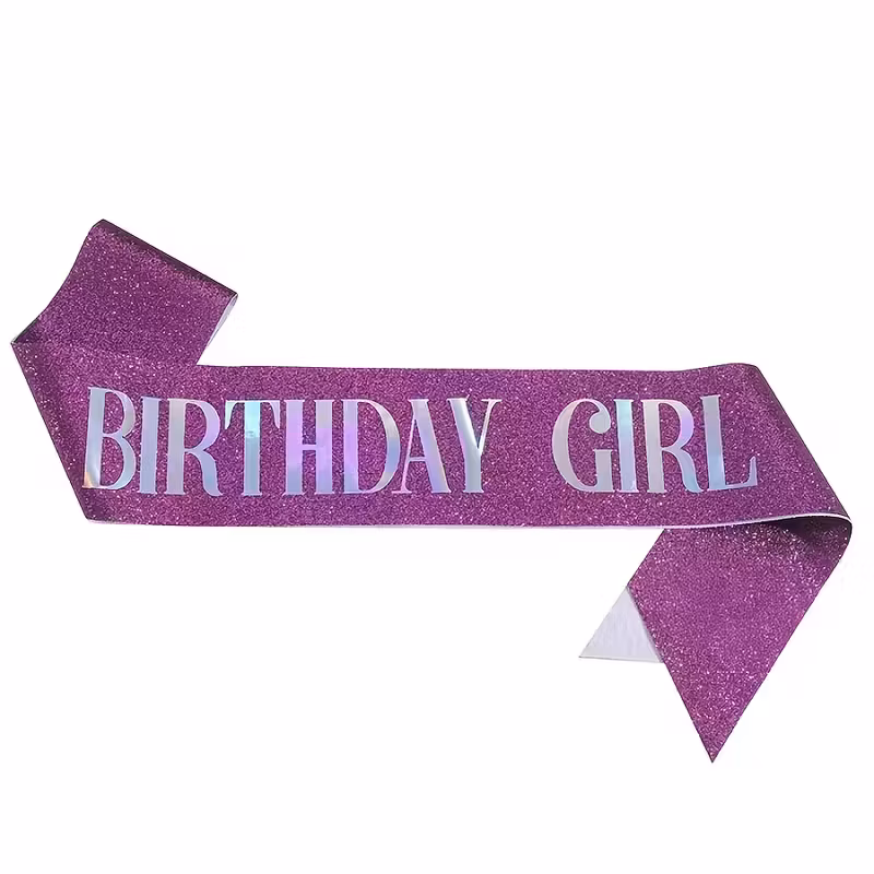 Ordensband "Birthday Girl" Glitter Silver med Svart text