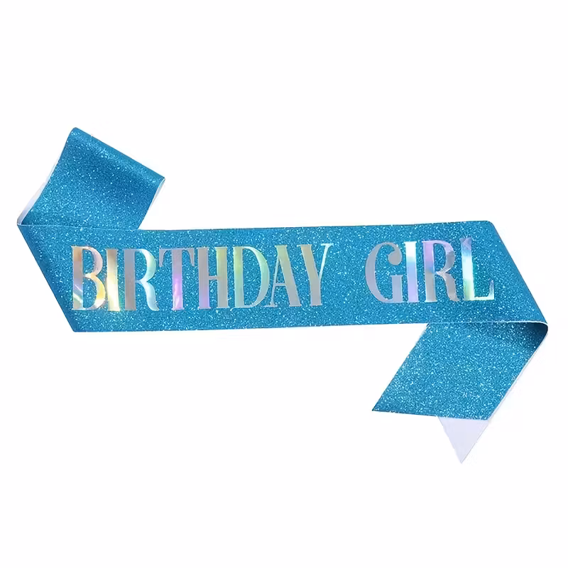 Ordensband "Birthday Girl" Glitter Guld med Svart text