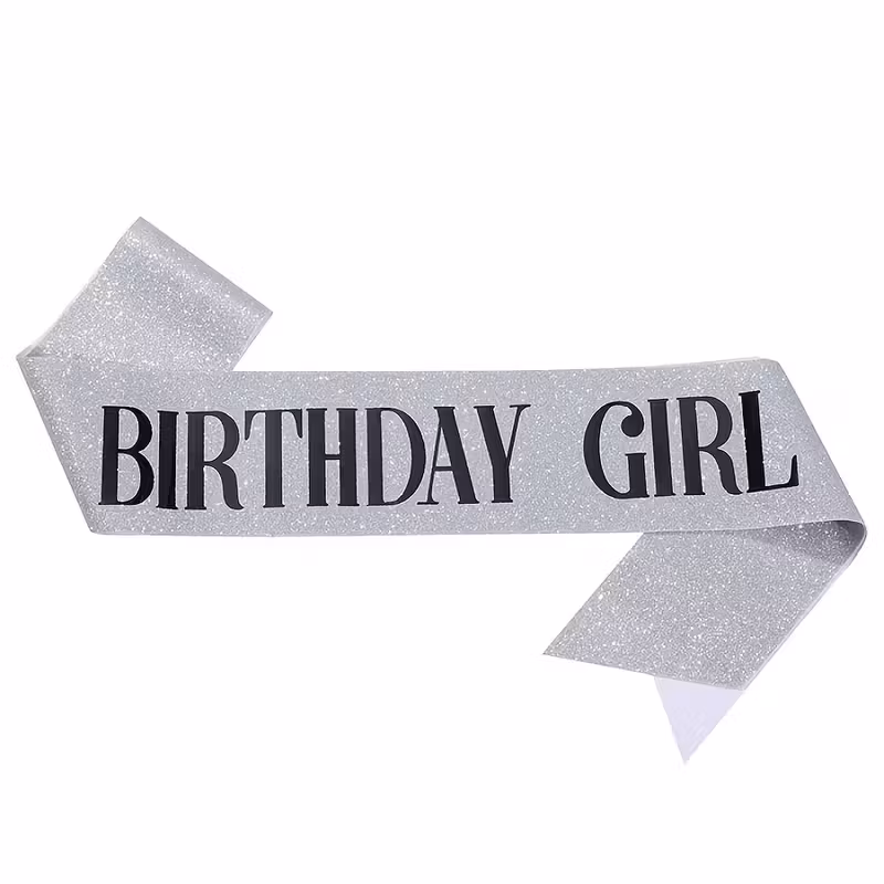 Ordensband "Birthday Girl" Glitter Guld med Svart text