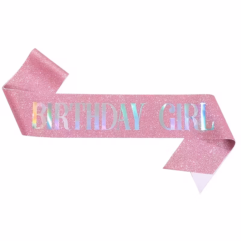 Ordensband "Birthday Girl" Glitter Guld med Svart text