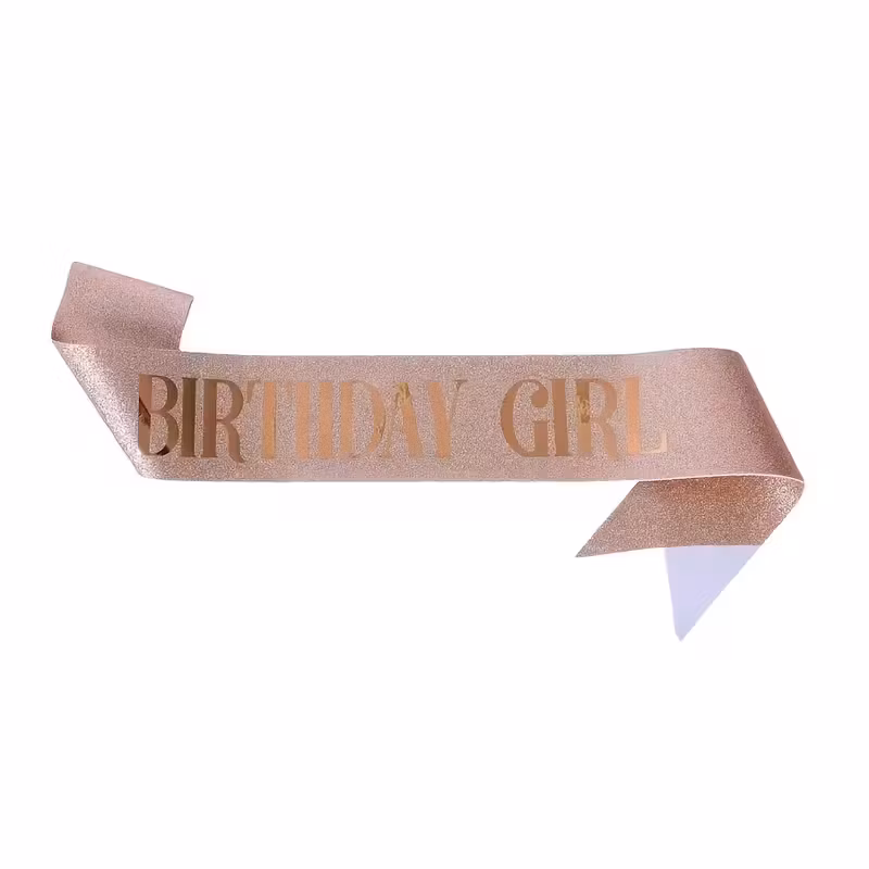 Ordensband "Birthday Girl" Glitter Guld med Svart text