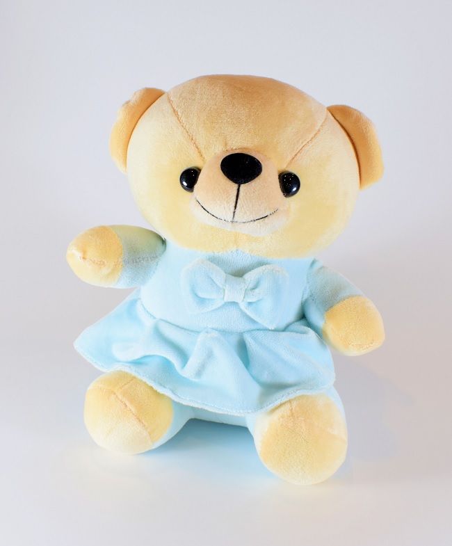 Nalle med Rosett Babyblå 20 cm