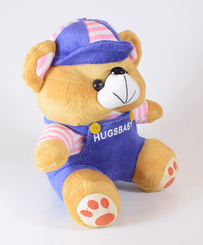 Nalle Hugsbaby Mörk Blå & Vit / Rosa Tröja, 18 cm